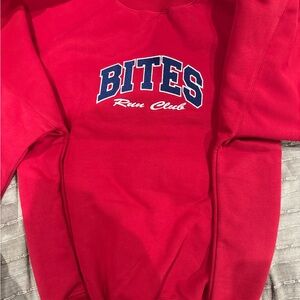 Brett’s bites red crew neck
